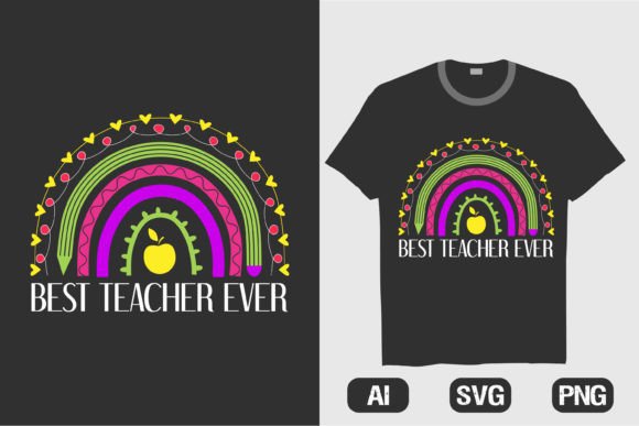 Best Teacher Ever Rainbow T-shirt 2