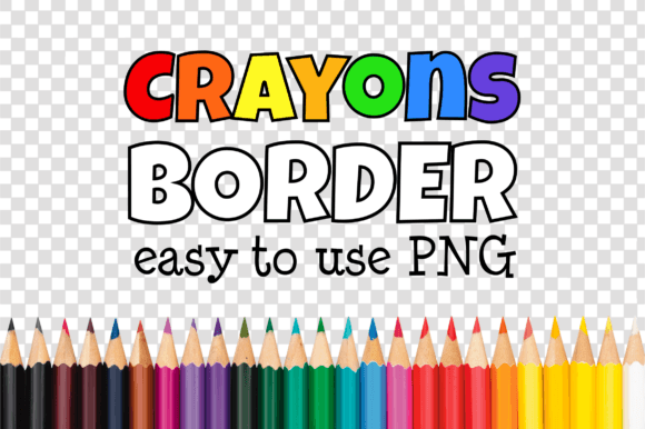 Crayons Border Frame Rainbow KDP Craft