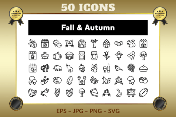 Fall Autumn Outline Icons