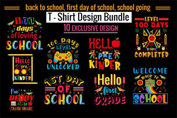 Kids School Going T-shirt Design Bundle