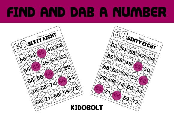 PreK Dab a Dot Number Worksheet - 68