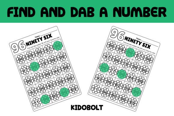 PreK Dab a Dot Number Worksheet – 96